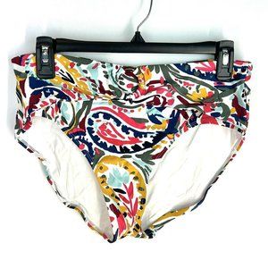 Anne Nicole Women’s High Waist Multicolored Paisley Bikini Bottom Size L